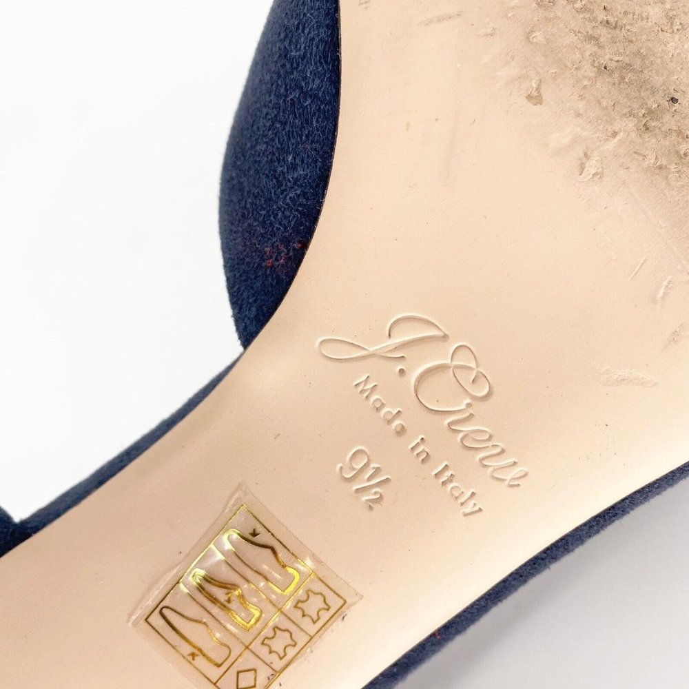 J. Crew Lucie Italian Leather D’Orsay Heels Pumps Navy Blue Size 9.5 - Picture 6 of 6